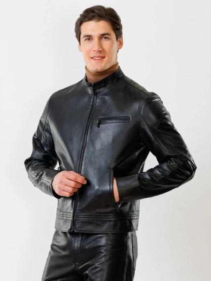 Кожаная куртка мужская 506о, черная, размер 48, артикул 27870-6
