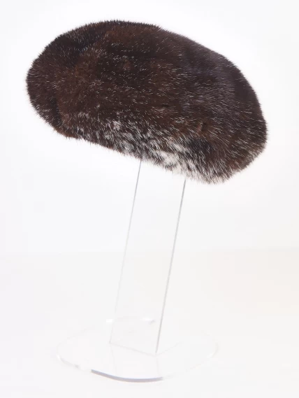 Головной убор (берет) из меха норки женский М-110, черный, размер 58, артикул 51320-0
