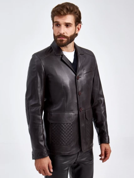 Кожаный пиджак мужской 530, коричневый, размер 50, артикул 29120-3