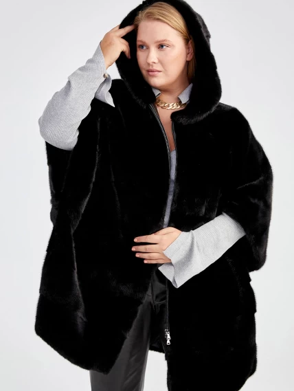 Зимний комплект женский: Шуба из меха норки Эмма + Брюки 04, черный, размер 62, артикул 111312-3