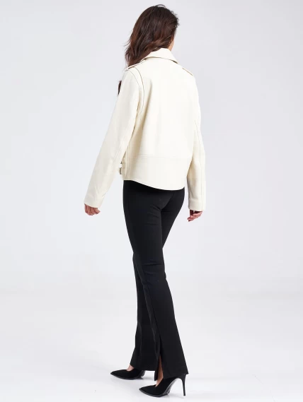 Кожаная женская куртка косуха премиум класса 3036, белая, размер 46, артикул 23170-5