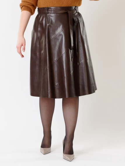 Кожаная расклешенная юбка из натуральной кожи 01рс, коричневая, размер 40, артикул 85131-4