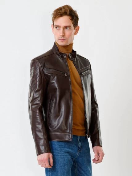 Кожаная куртка мужская 546, коричневая, размер 50, артикул 28460-5