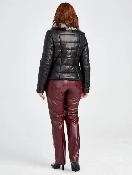 Демисезонный комплект женский: Куртка утепленная 706Т + Брюки 02, черный/бордовый, размер 42, артикул 111205-2