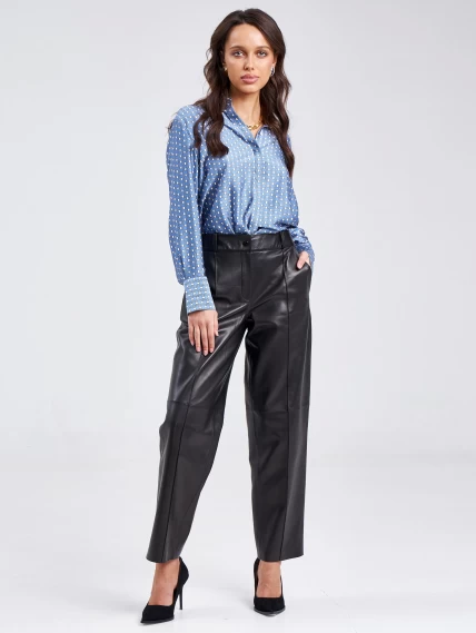 Женские кожаные брюки со стрелкой из натуральной кожи премиум класса 08, черные, размер 46, артикул 85920-6