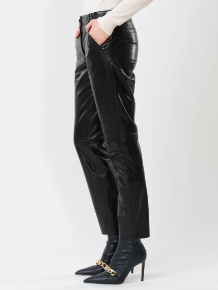 Кожаные зауженные женские брюки из натуральной кожи 03, черные, размер 50, артикул 85240-5