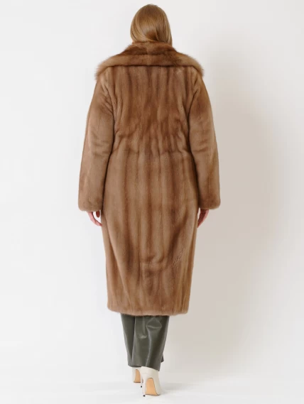 Зимний комплект женский: Пальто из меха норки 19009ав + Брюки 06, пастельный/оливковый, размер 52, артикул 111194-2