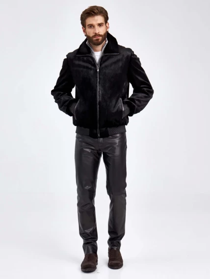 Меховая куртка бомбер из канадской нерпы мужская VE-7910, черная, размер 48, артикул 29470-5
