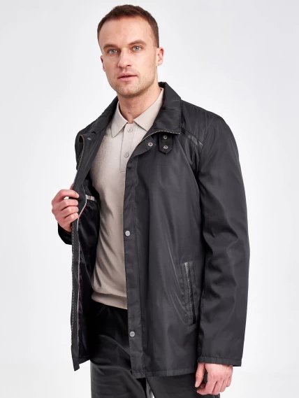 Мужская текстильная куртка с кожаными отделками 07209, черный, размер 48, артикул 40950-6