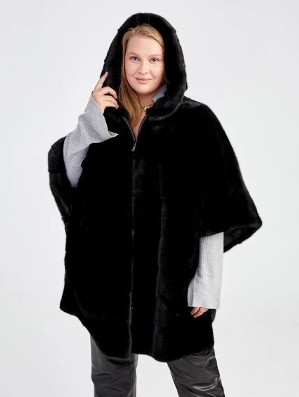 Зимний комплект женский: Шуба из меха норки Эмма + Брюки 04, черный, размер 62, артикул 111312-6