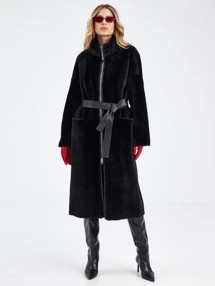 Двустороннее пальто из меховой овчины для женщин премиум класса 2015н, черное, размер 48, артикул 63870-0