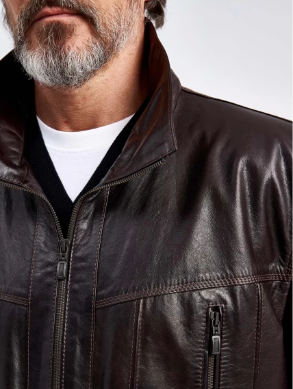 Кожаная куртка мужская 508, коричневая, размер 58, артикул 29570-4