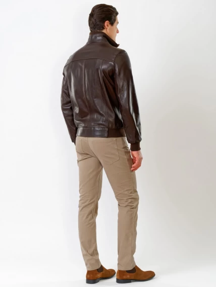 Кожаная куртка бомбер мужская премиум класса 521, коричневая, размер 50, артикул 27891-2