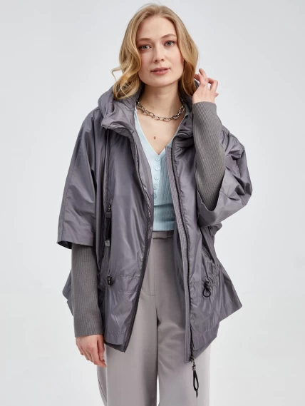 Текстильная утепленная с капюшоном женская куртка 21420, серая, размер 42, артикул 25120-1