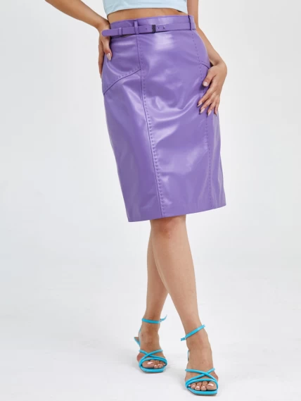 Кожаная юбка карандаш из натуральной кожи 02рс, сиреневая, размер 44, артикул 85601-1