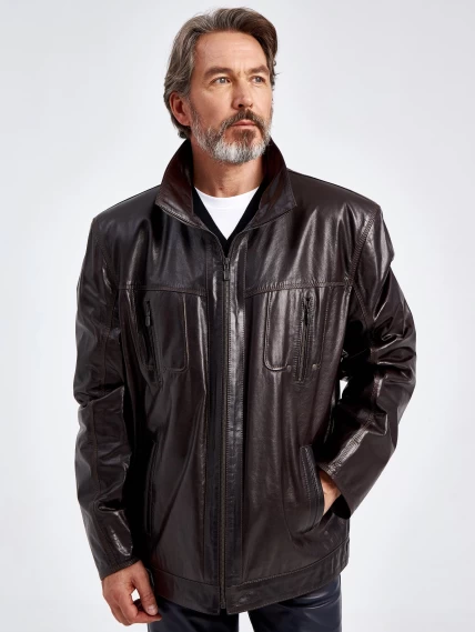 Кожаная куртка мужская 508, коричневая, размер 58, артикул 29570-3