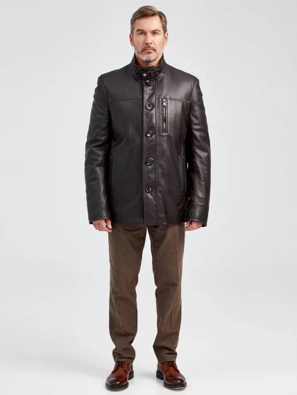 Кожаная куртка утепленная мужская 518ш, коричневая, размер 50, артикул 40470-3