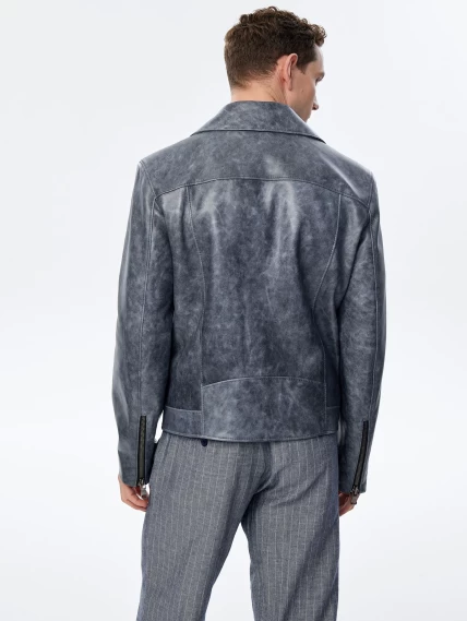 Мужская кожаная куртка косуха премиум класса 560, серая, размер 48, артикул 29670-6