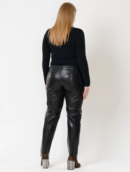 Кожаные зауженные женские брюки из натуральной кожи 03, черные, размер 50, артикул 85501-2