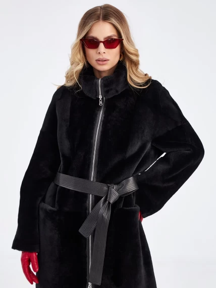 Двустороннее пальто из меховой овчины для женщин премиум класса 2015н, черное, размер 48, артикул 63870-1