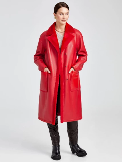 Длинное женское пальто оверсайз премиум класса 2002, красное, размер 46, артикул 63850-0