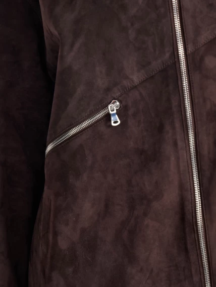 Трендовое женское замшевое пальто оверсайз премиум класса 3061з, коричневое, размер 50, артикул 63430-3