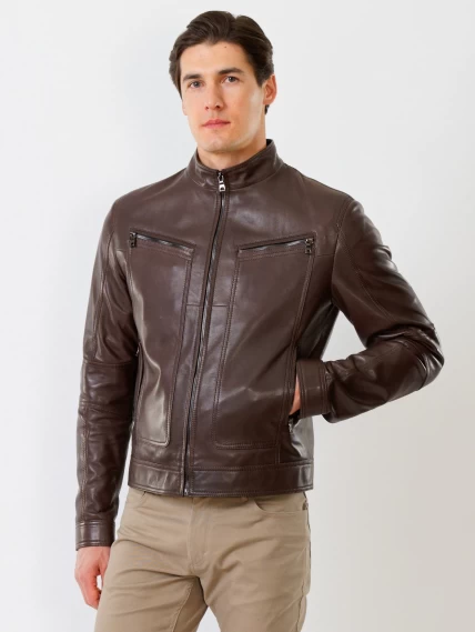 Кожаная куртка мужская 507, коричневая, размер 48, артикул 28591-6