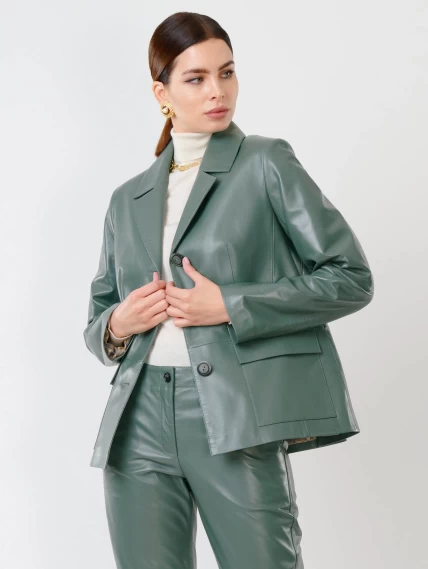 Женский кожаный пиджак 3007, оливковый, размер 46, артикул 90680-2