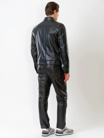 Кожаная куртка мужская 507, черная, размер 48, артикул 28611-4