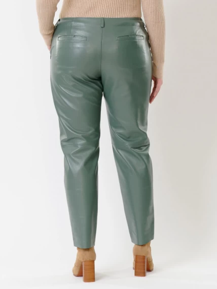 Кожаные зауженные женские брюки из натуральной кожи 03, оливковые, размер 44, артикул 85381-6