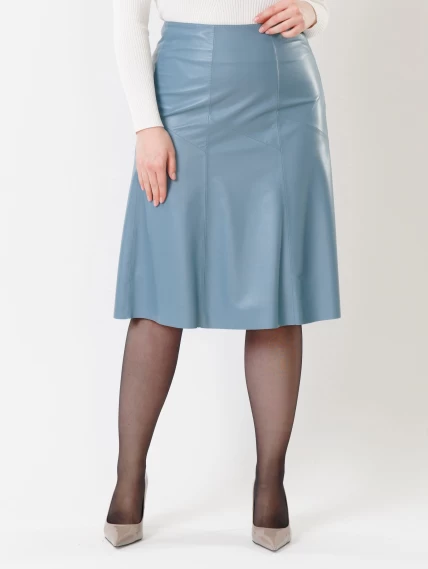 Кожаная юбка из натуральной кожи премиум класса 04, голубая, размер 48, артикул 85410-4