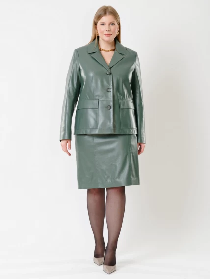 Женский кожаный пиджак 3007, оливковый, размер 46, артикул 91172-3