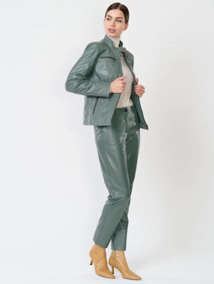 Кожаная куртка женская 301, оливковая, размер 44, артикул 90780-3