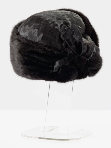 Головной убор из меха каракуля и норки женский Ирэн ф.07Н, черный, размер 58, артикул 51120-1