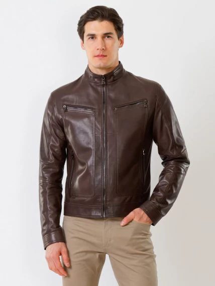 Кожаная куртка мужская 507, коричневая, размер 48, артикул 28591-2