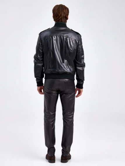 Кожаная куртка бомбер мужская Роми М, черная, размер 50, артикул 29410-2