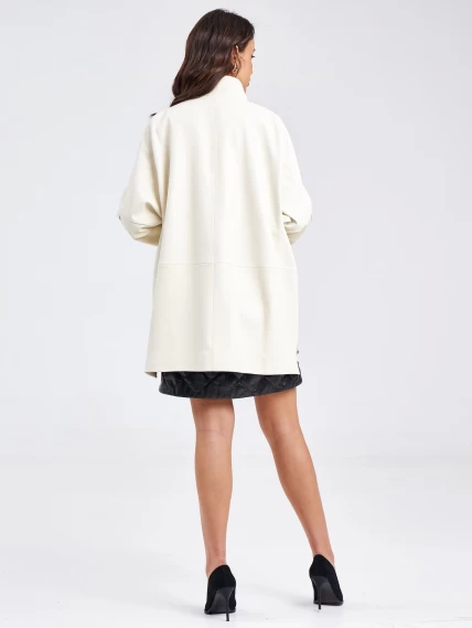 Кожаная женская куртка оверсайз премиум класса 3038, белая, размер 50, артикул 23150-6