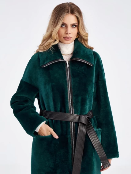Двустороннее пальто из меховой овчины для женщин премиум класса 2015н, зеленое, размер 44, артикул 63880-1