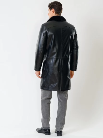 Мужской кожаный плащ с мехом норки премиум класса 533мех, черный, размер 50, артикул 41030-3