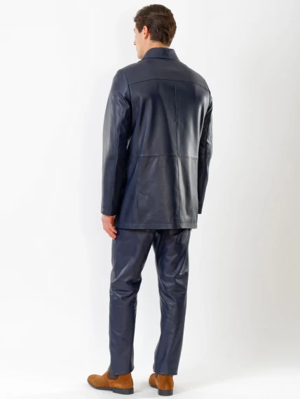 Кожаный комплект мужской: Куртка 538 + Брюки 01, синий, размер 48, артикул 140140-2