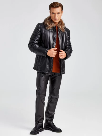 Демисезонный комплект мужской: Куртка утепленная Джастин + Брюки 01, черный, размер 48, артикул 140410-1