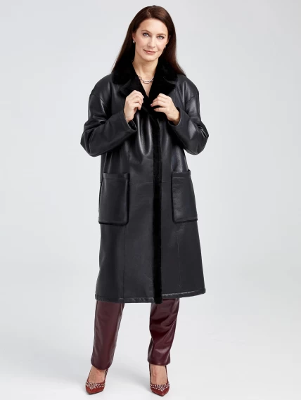 Длинное женское пальто оверсайз премиум класса 2002, черное, размер 50, артикул 62380-2