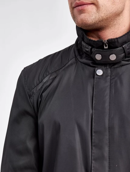 Мужская текстильная куртка с кожаными отделками 07209, черный, размер 48, артикул 40950-4