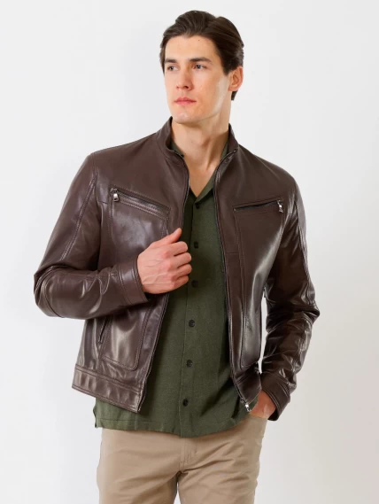 Кожаная куртка мужская 507, коричневая, размер 48, артикул 28591-0