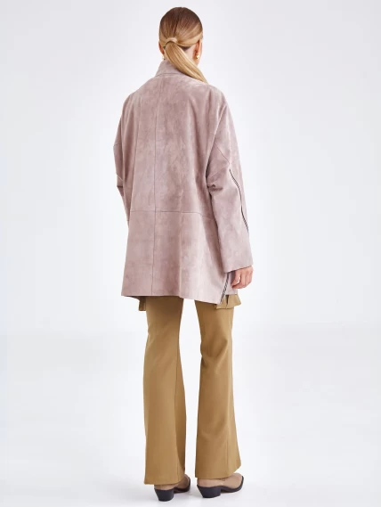 Женская замшевая куртка оверсайз премиум класса 3037 , светло-коричневая, размер 50, артикул 23161-6