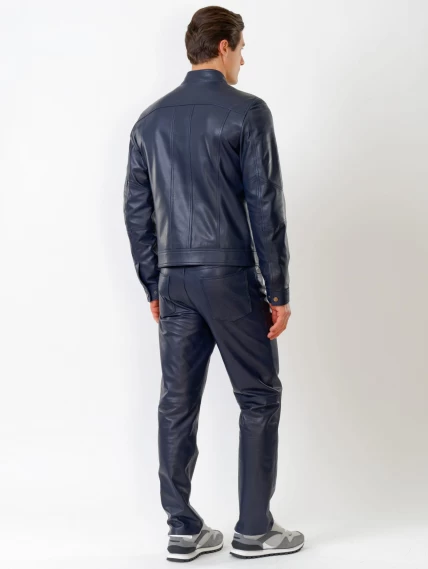 Кожаная куртка мужская 507, синяя, размер 52, артикул 28601-4