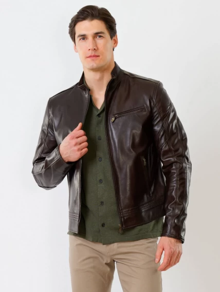 Кожаная куртка мужская 506о, коричневая, размер 48, артикул 28840-2