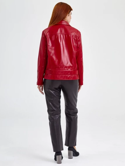 Кожаный комплект женский: Куртка 3013 + Брюки 03, красный/черный, размер 46, артикул 111145-2