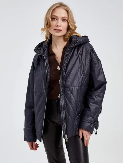 Текстильная женская утепленная куртка с капюшоном 20007, черная, размер 42, артикул 25040-0