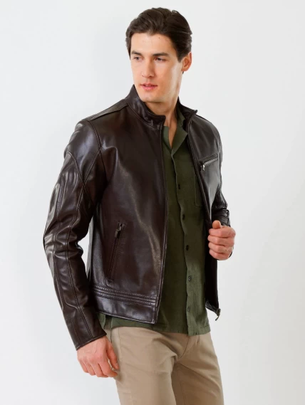 Кожаная куртка мужская 506о, коричневая, размер 48, артикул 28840-5